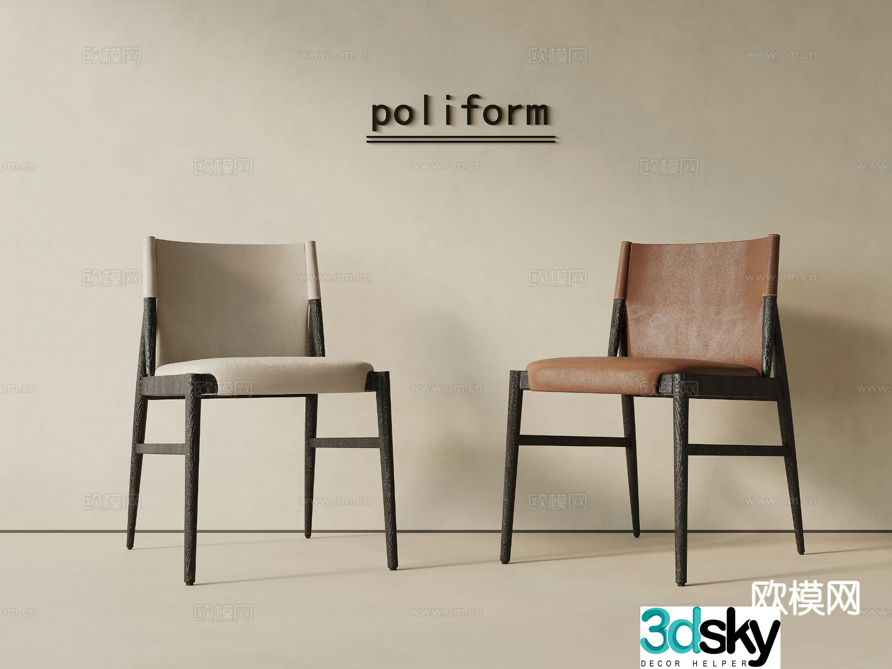 Medieval style chair dining chair 3d model