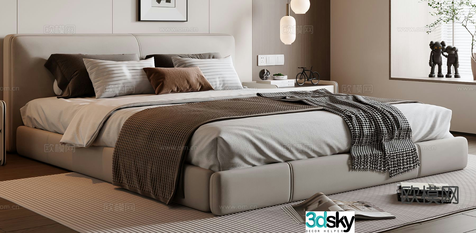 Italian double bed 3d model