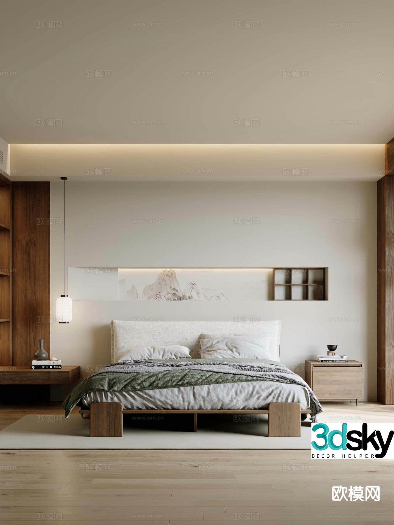 New Chinese style bedroom second bedroom 3D model