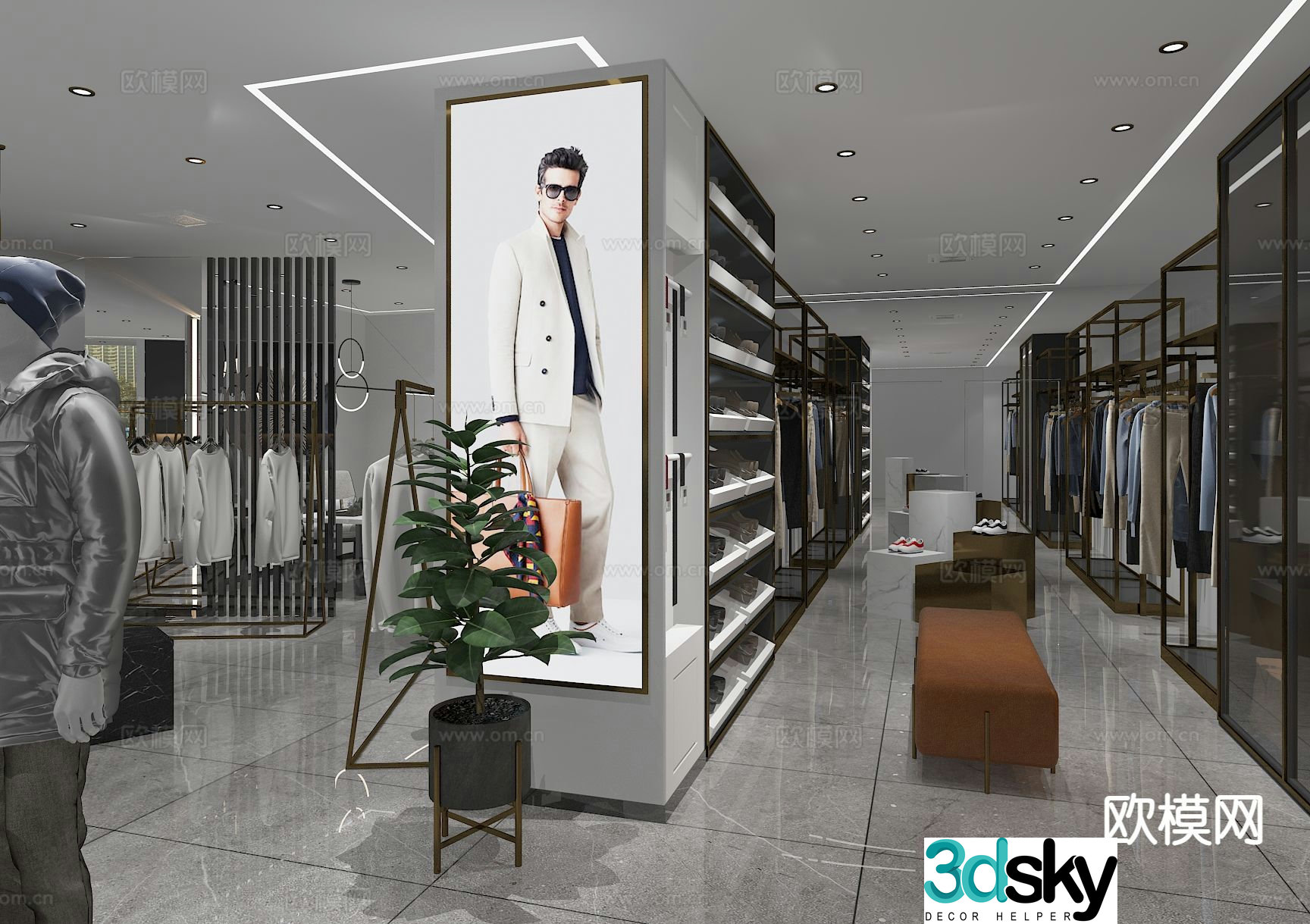 Modern clothing store men’s clothing store 3d model