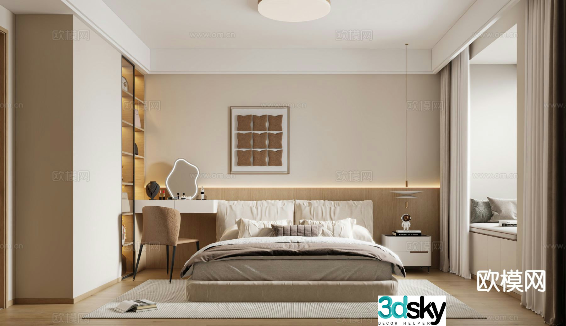 Nordic bedroom master bedroom 3d model