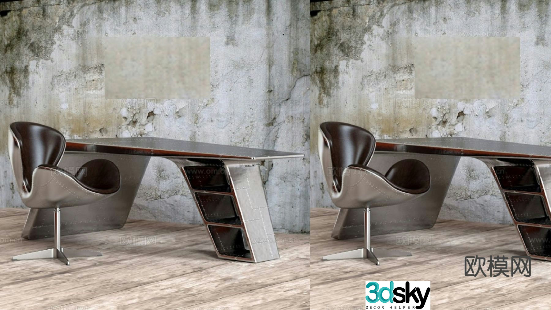 European style executive desk 3D model