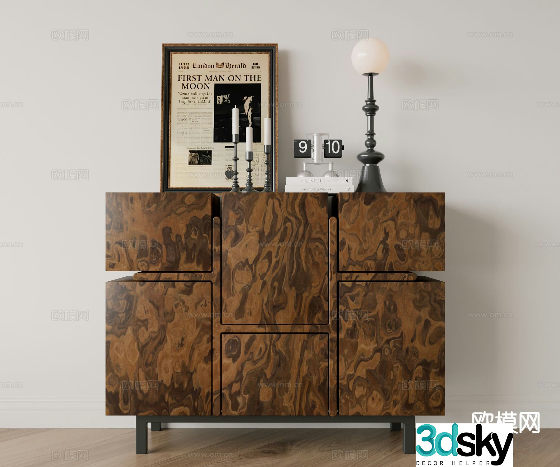 Medieval style side cabinet and entrance cabinet 3D model
