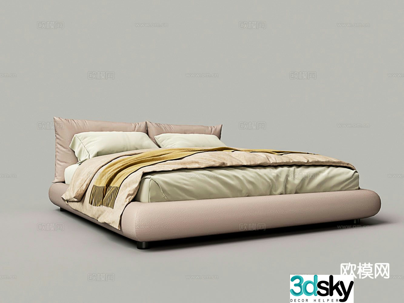 Modern double bed 3d model