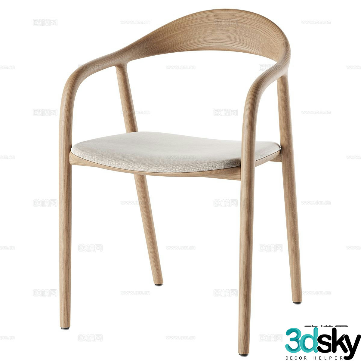 Log style chair single chair dining chair 3d model