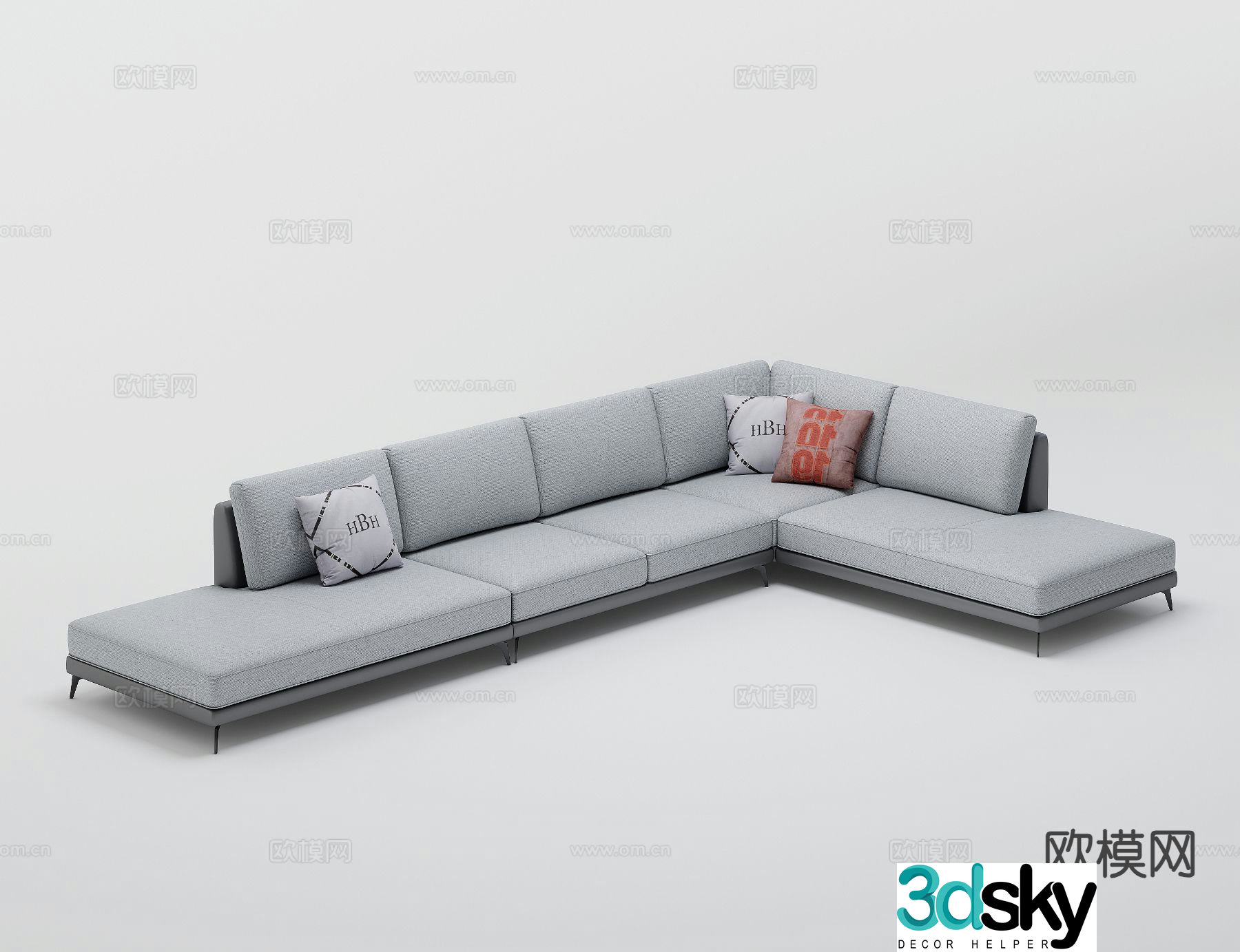 Modern multi-seater sofa corner sofa 3d model