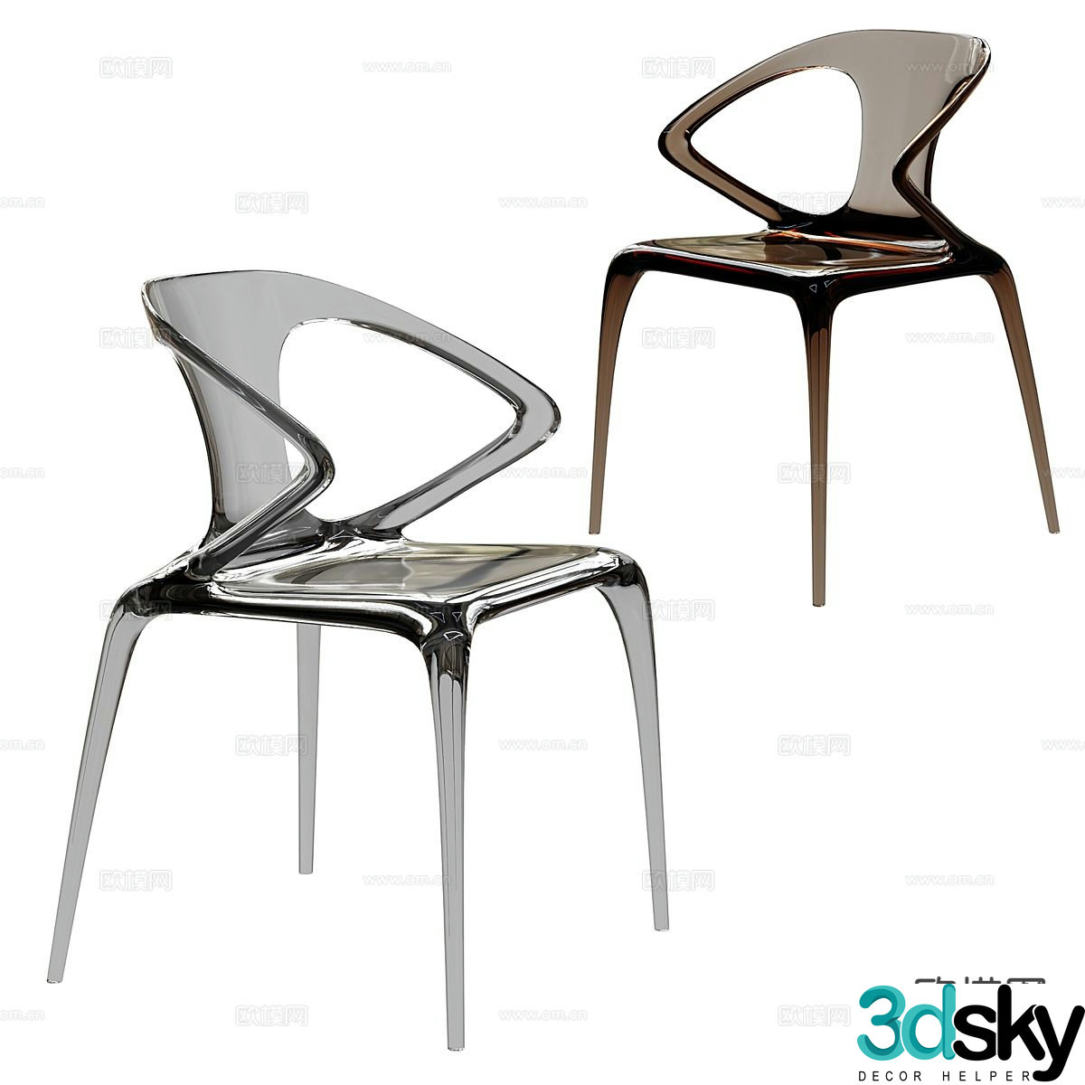 Acrylic chair dining chair 3d model