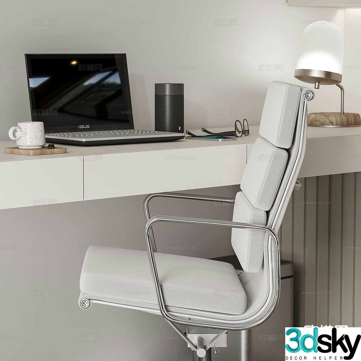 modern desk desk 3d model