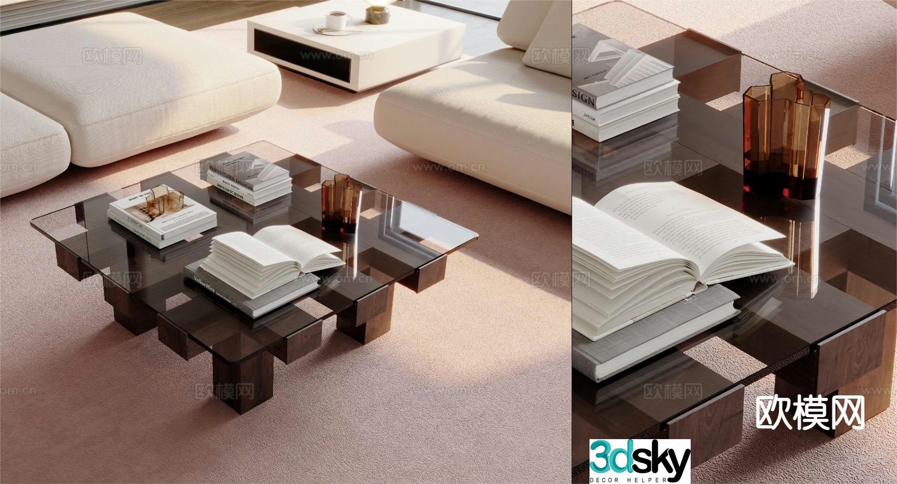 Modern glass coffee table 3d model