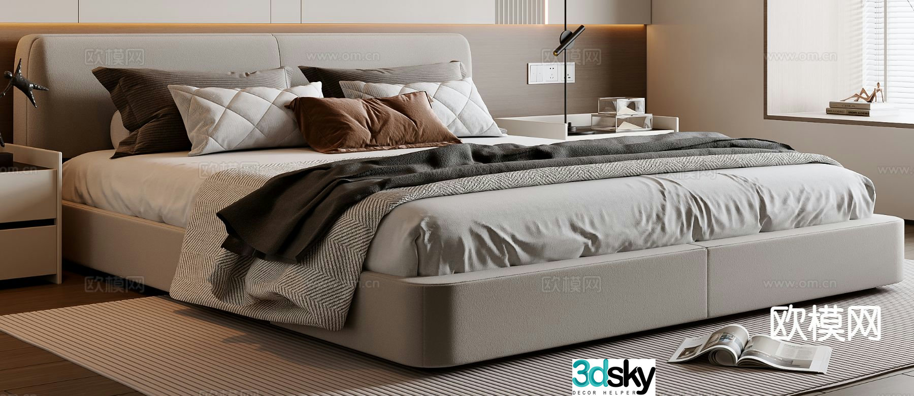 Modern double bed 3d model
