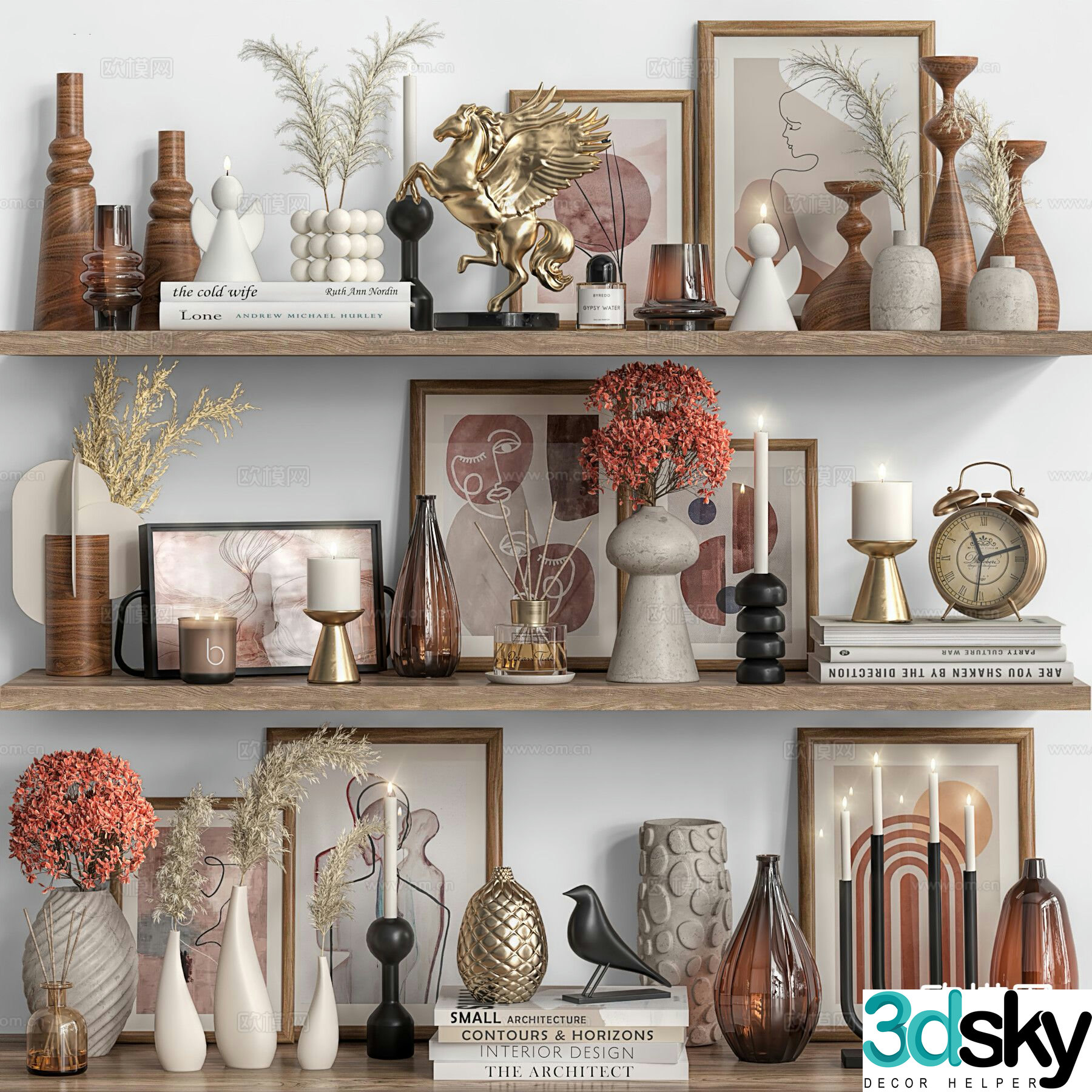 Decorative ornaments vase photo frame candle 3d model