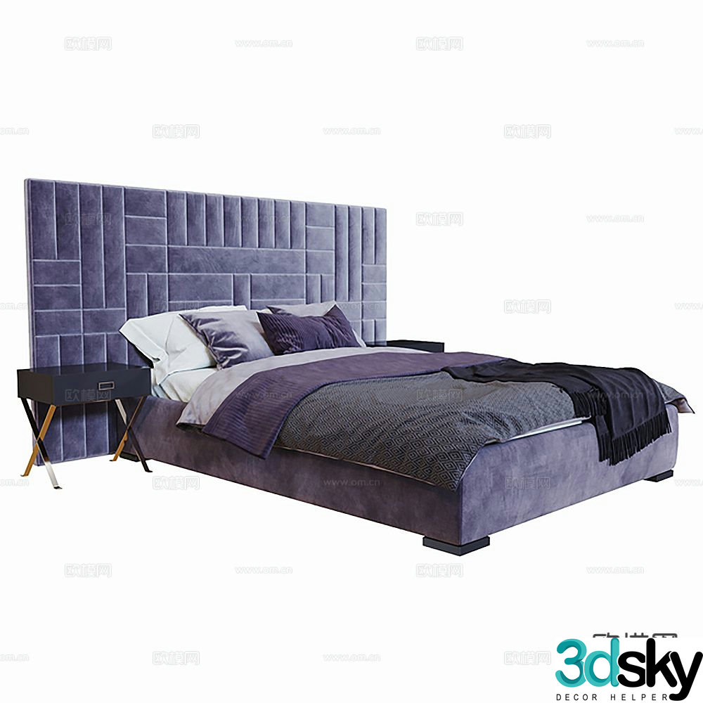Modern double bed 3d model