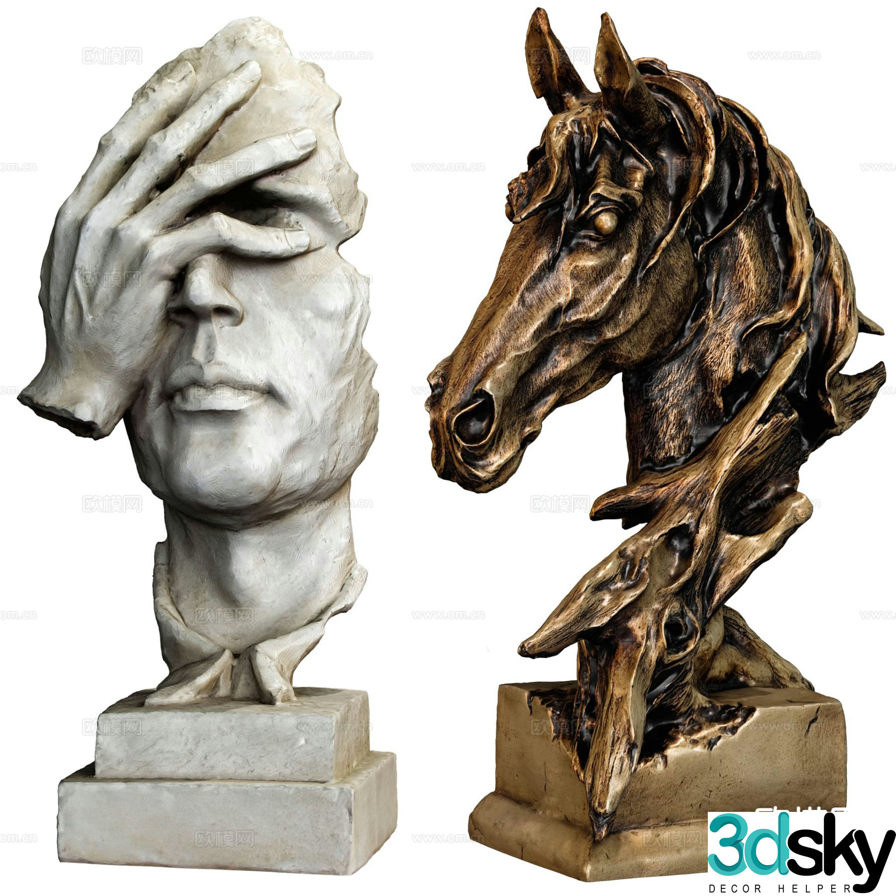 Human avatar horse head sculpture 3d model
