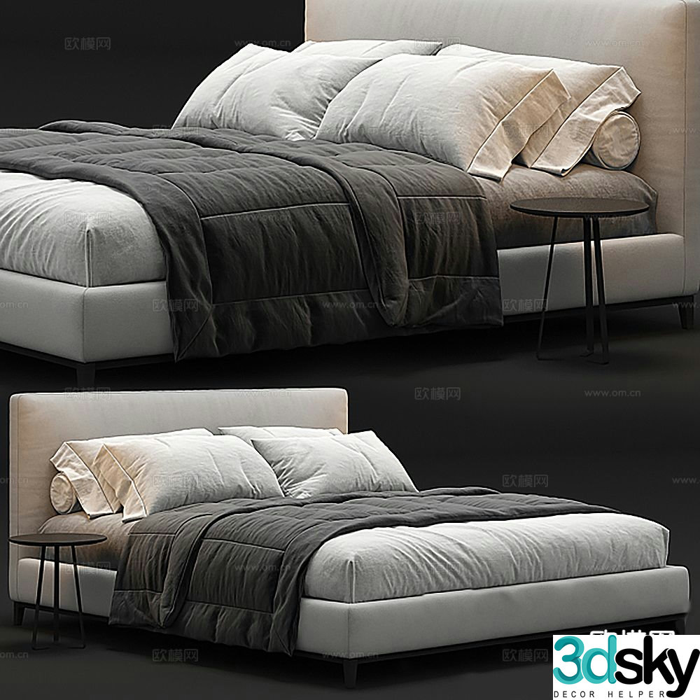 Modern double bed 3d model