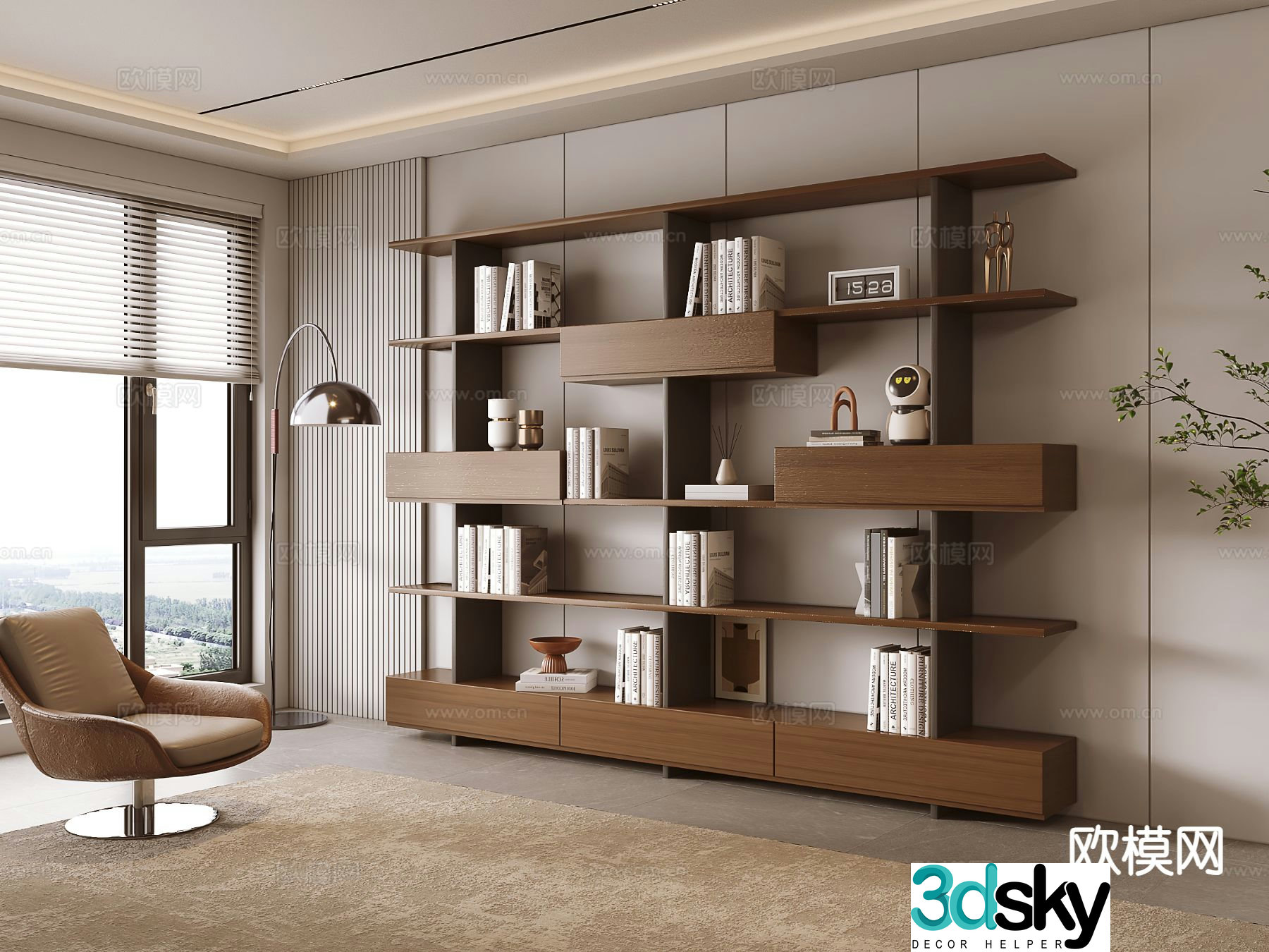 Modern bookcase display rack storage cabinet 3d model