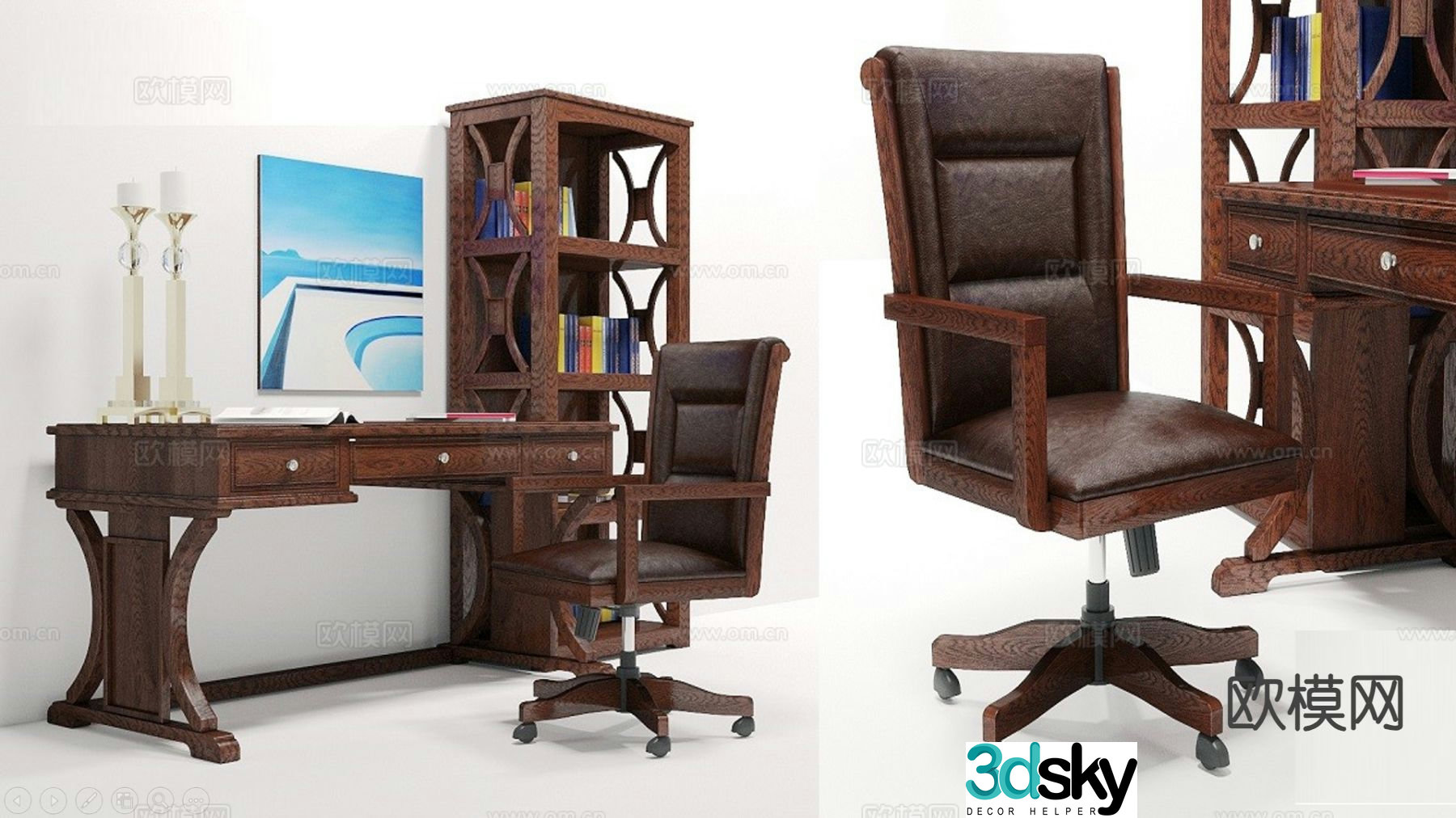 American desk desk 3d model