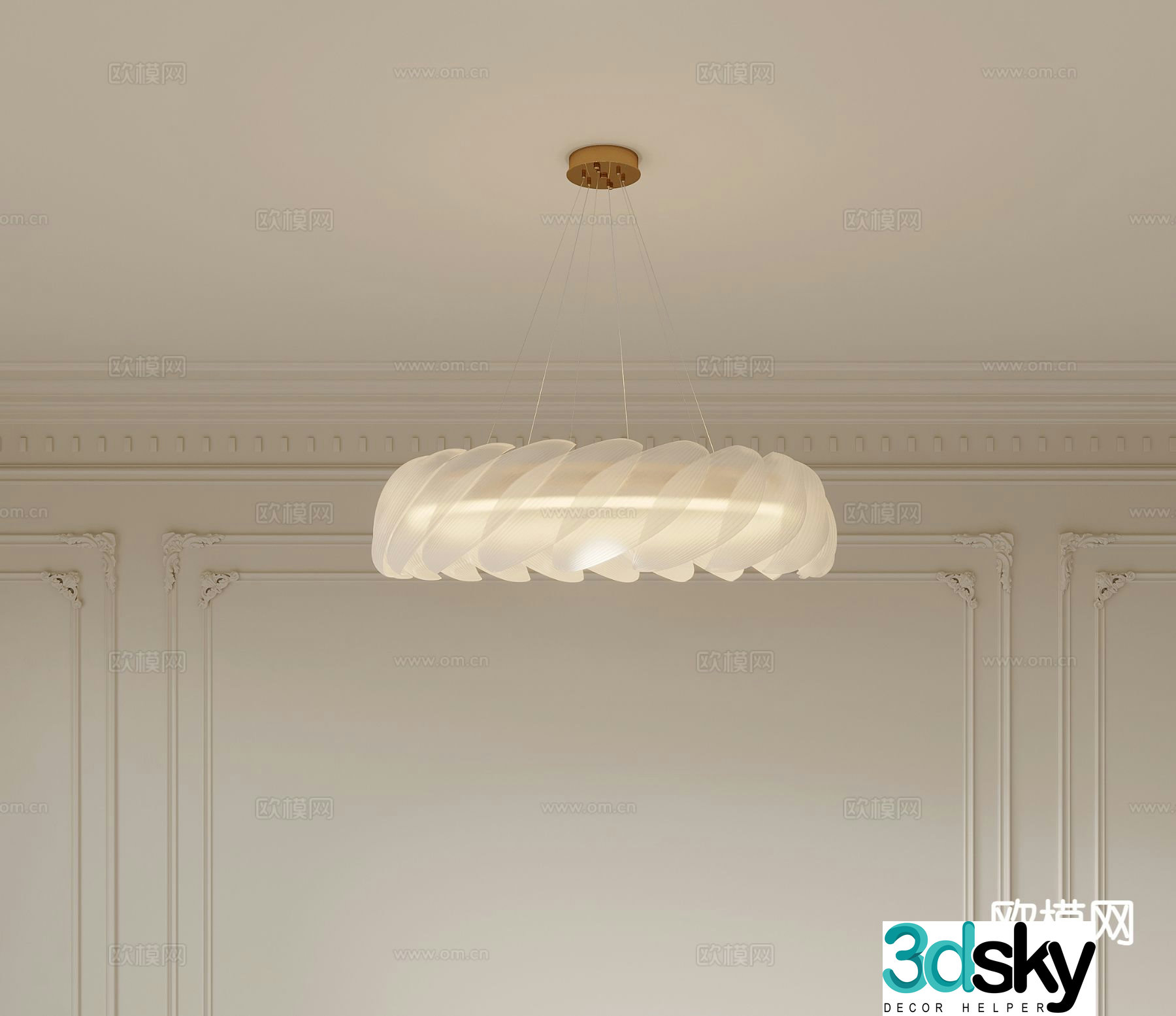 Cream style chandelier hall chandelier 3d model