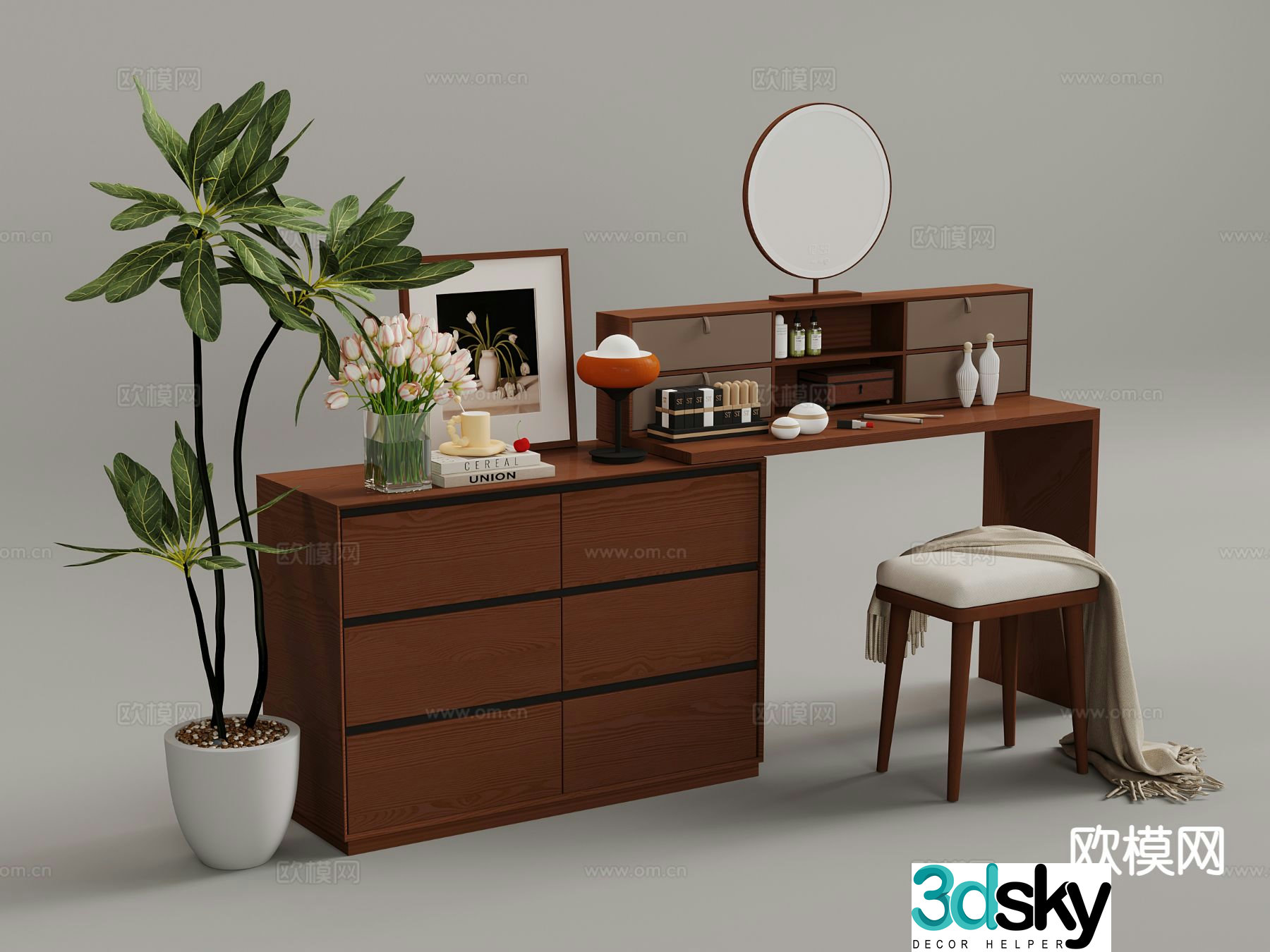 Medieval style dressing table 3d model