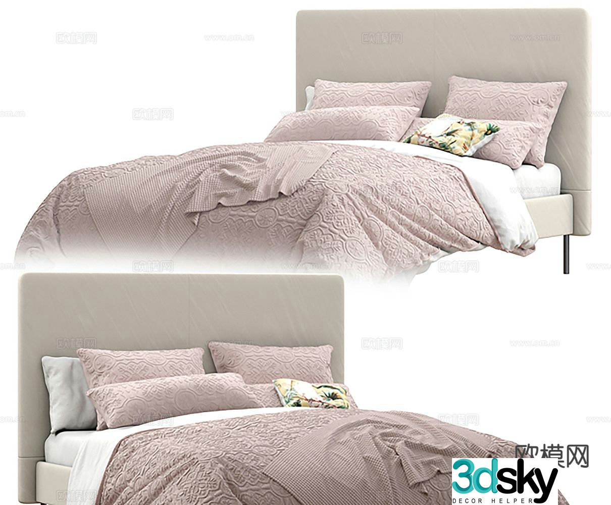 Modern double bed 3d model