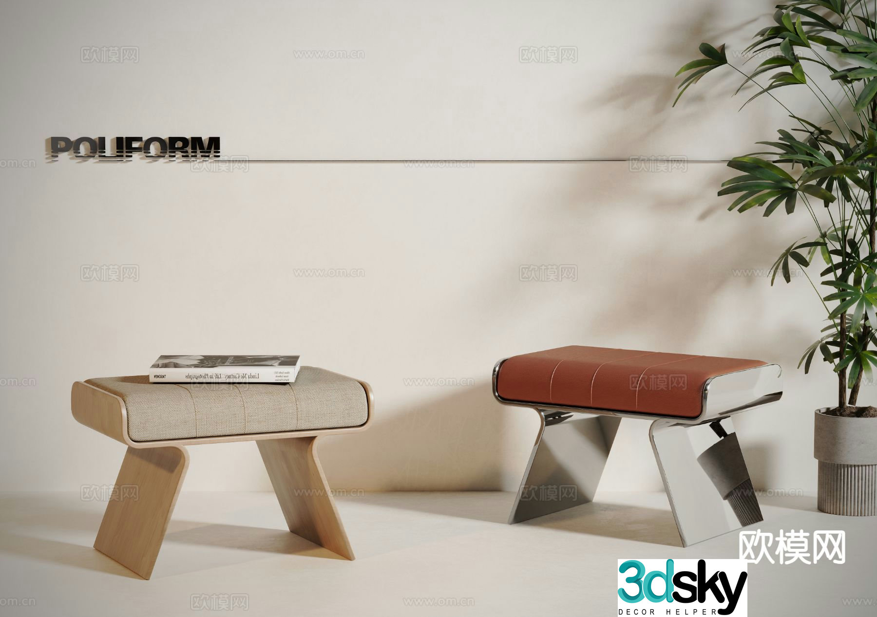 Modern stool sofa stool low stool 3d model