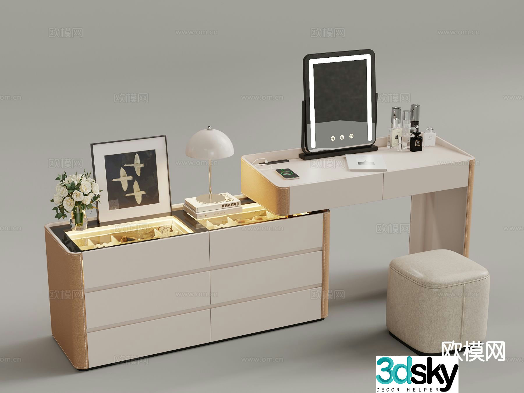 Medieval style dressing table 3d model