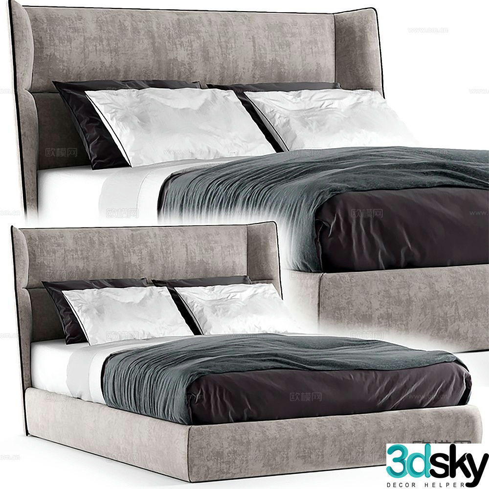 Modern double bed 3d model