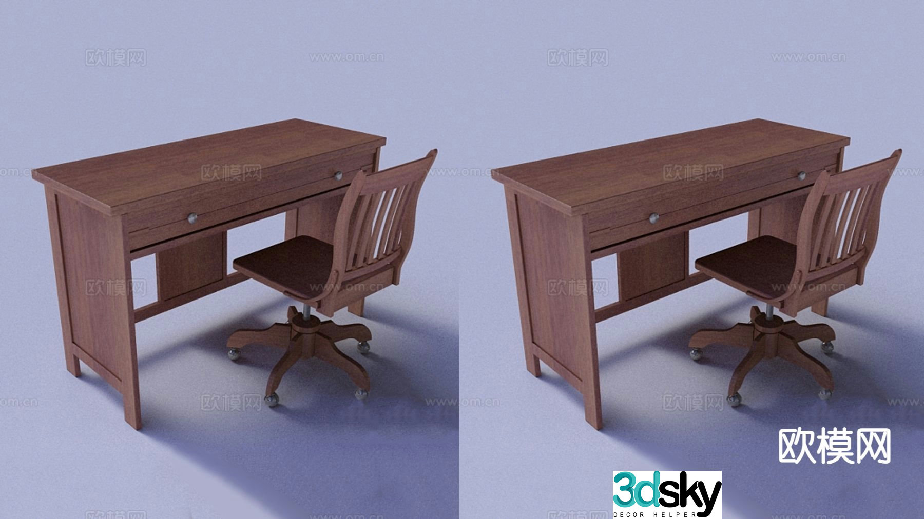 European office desk executive desk 3d model