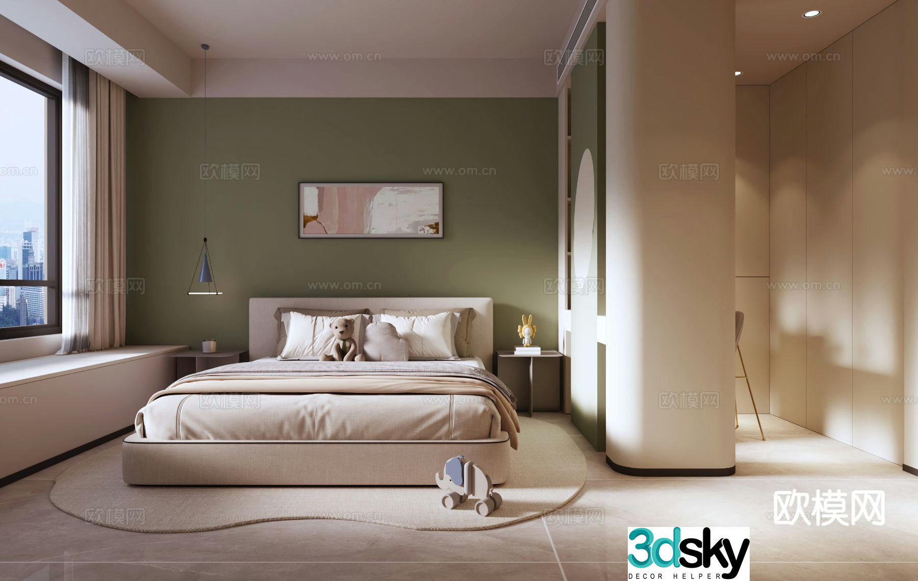 Modern bedroom girls room 3d model