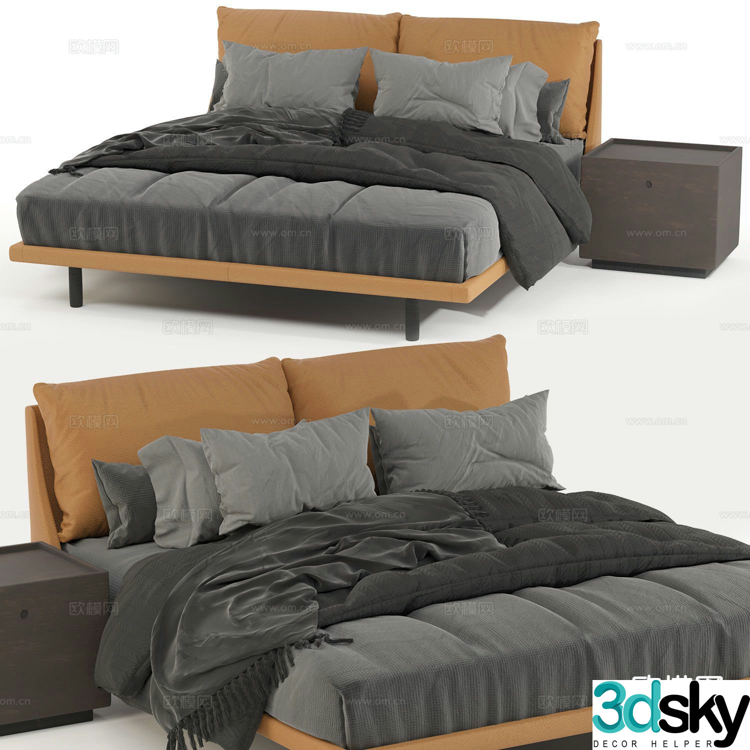 Modern double bed 3d model