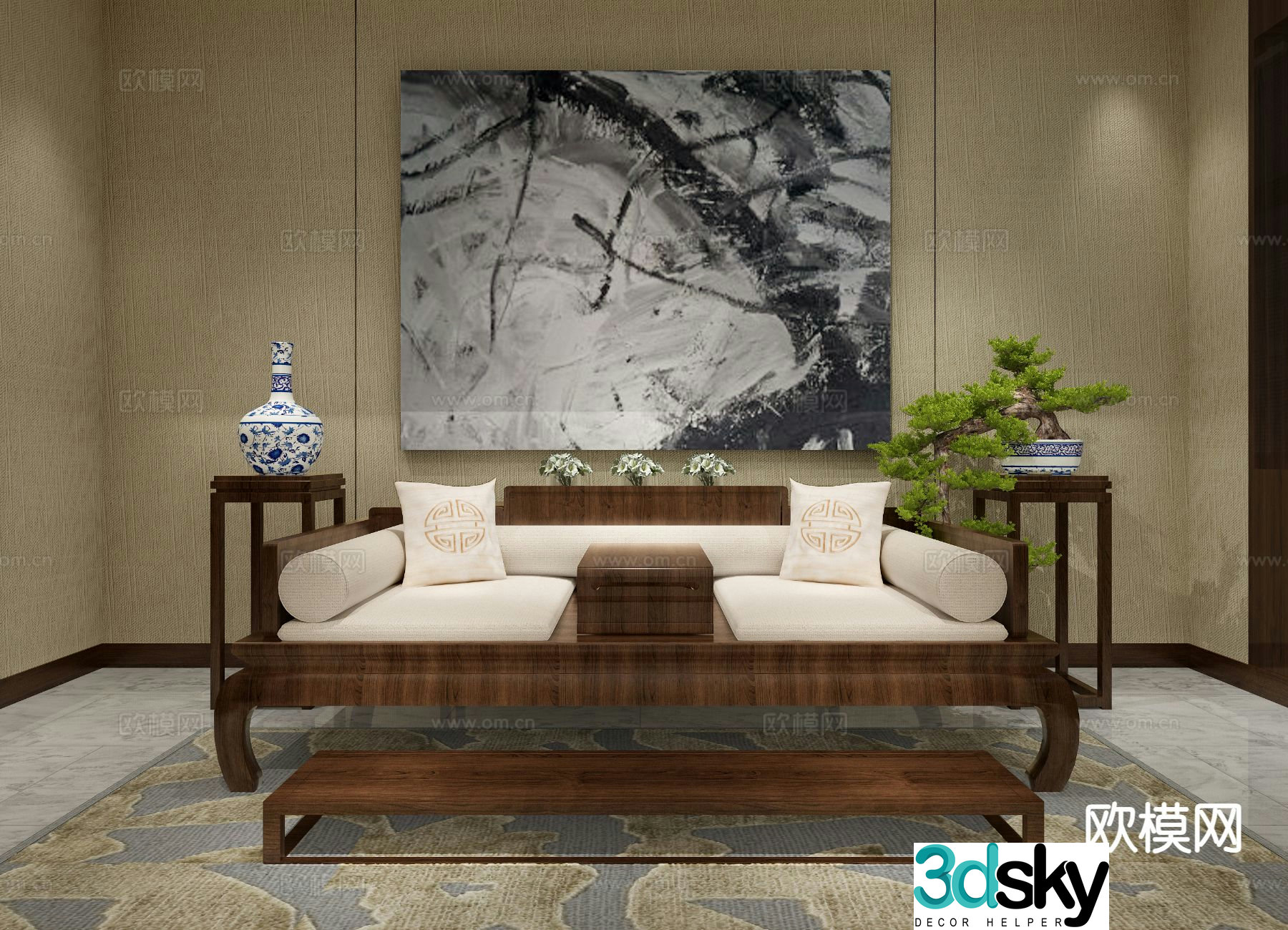New Chinese style Arhat bed 3D model