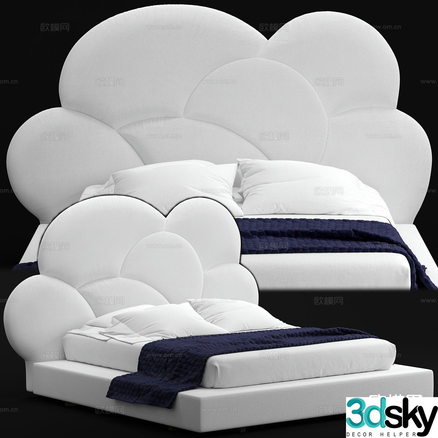 Modern double bed 3d model