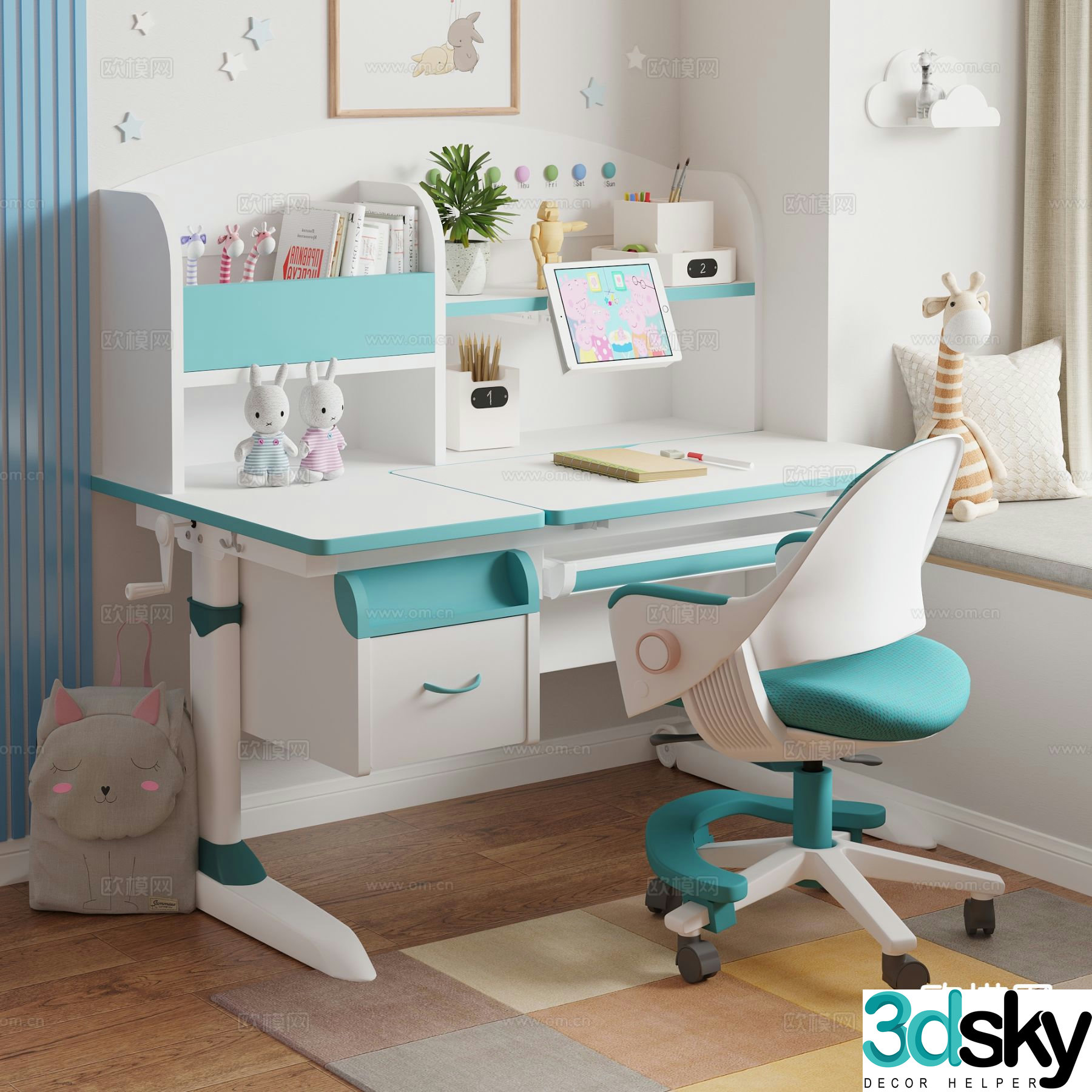 Children’s study table lifting table 3D model