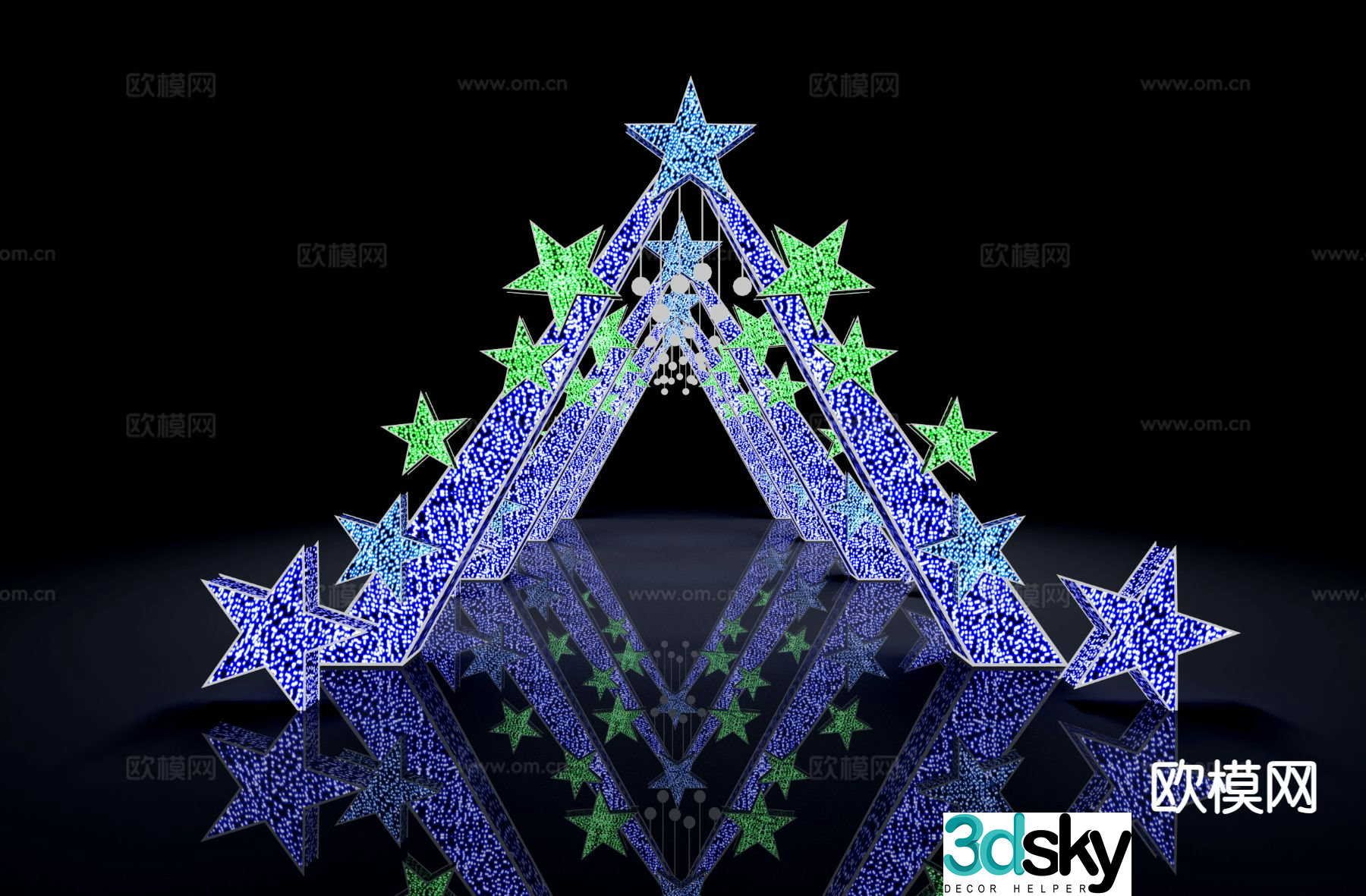 Modern decorative door arch lanterns and beautiful display 3D model