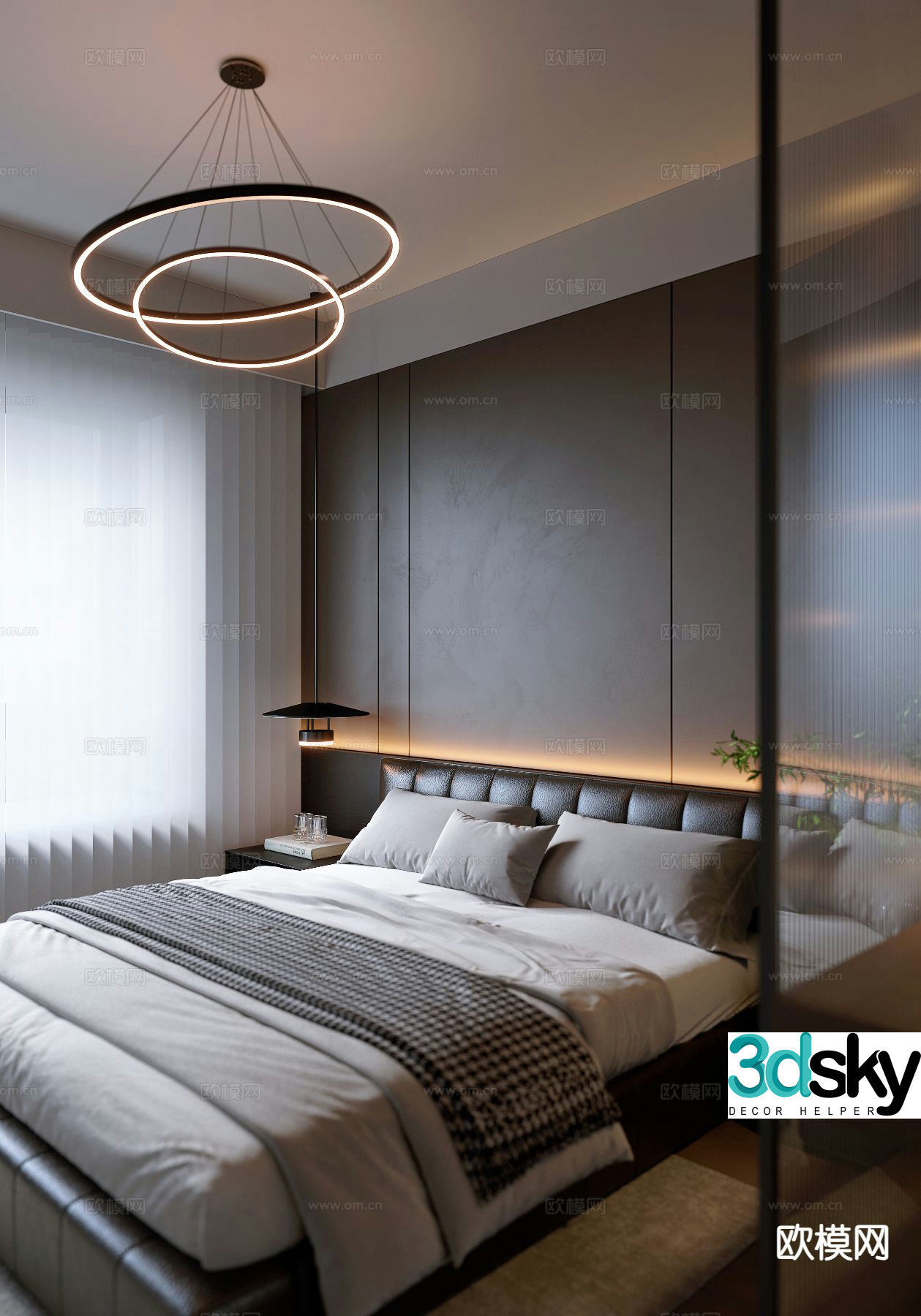 Italian double bed 3d model