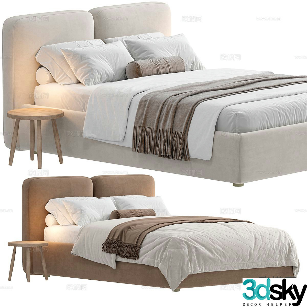 Modern double bed 3d model
