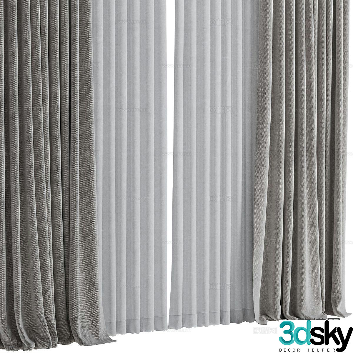 Plain curtains and screens 3d model