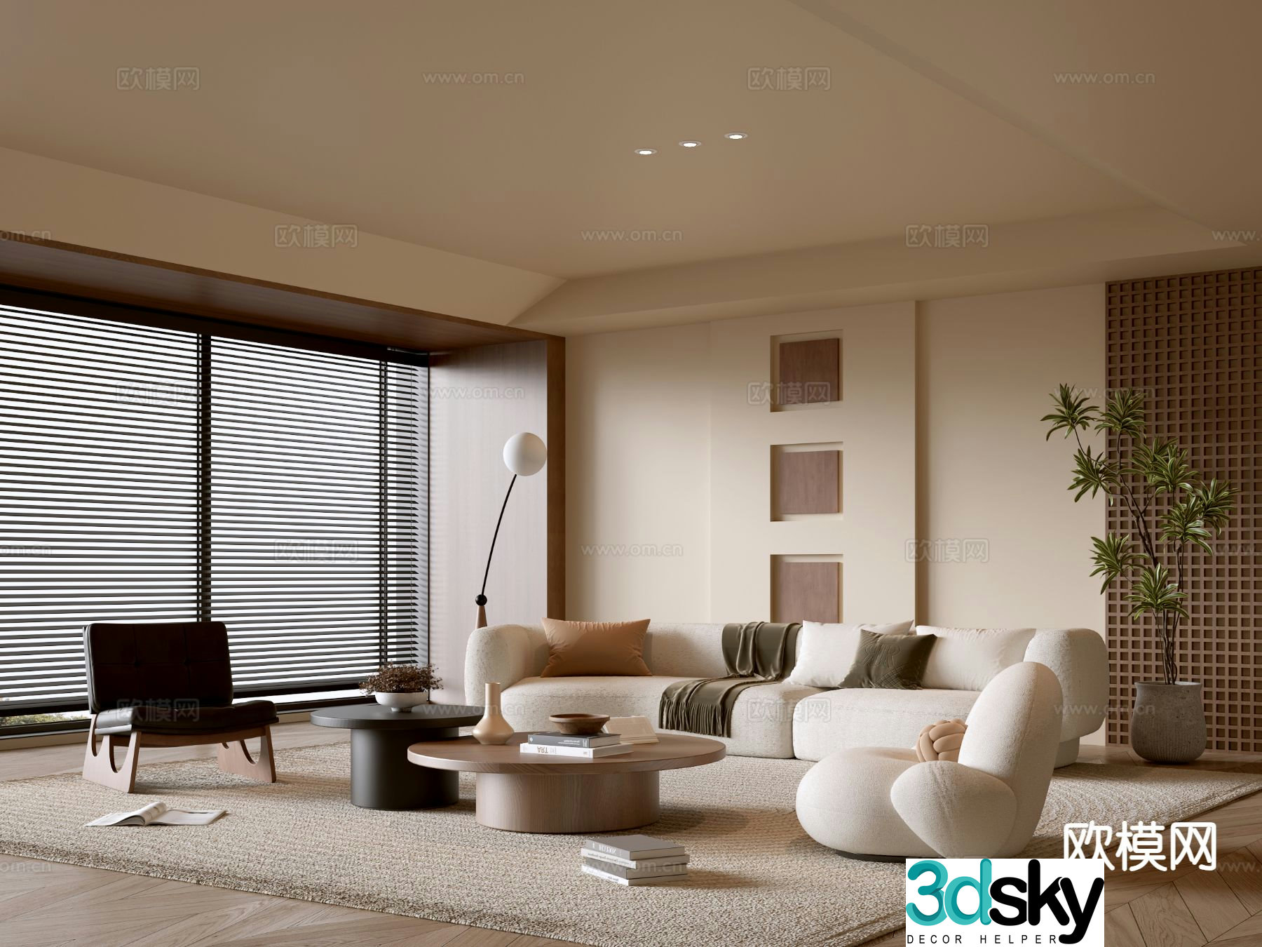 Wabi-sabi living room 3d model