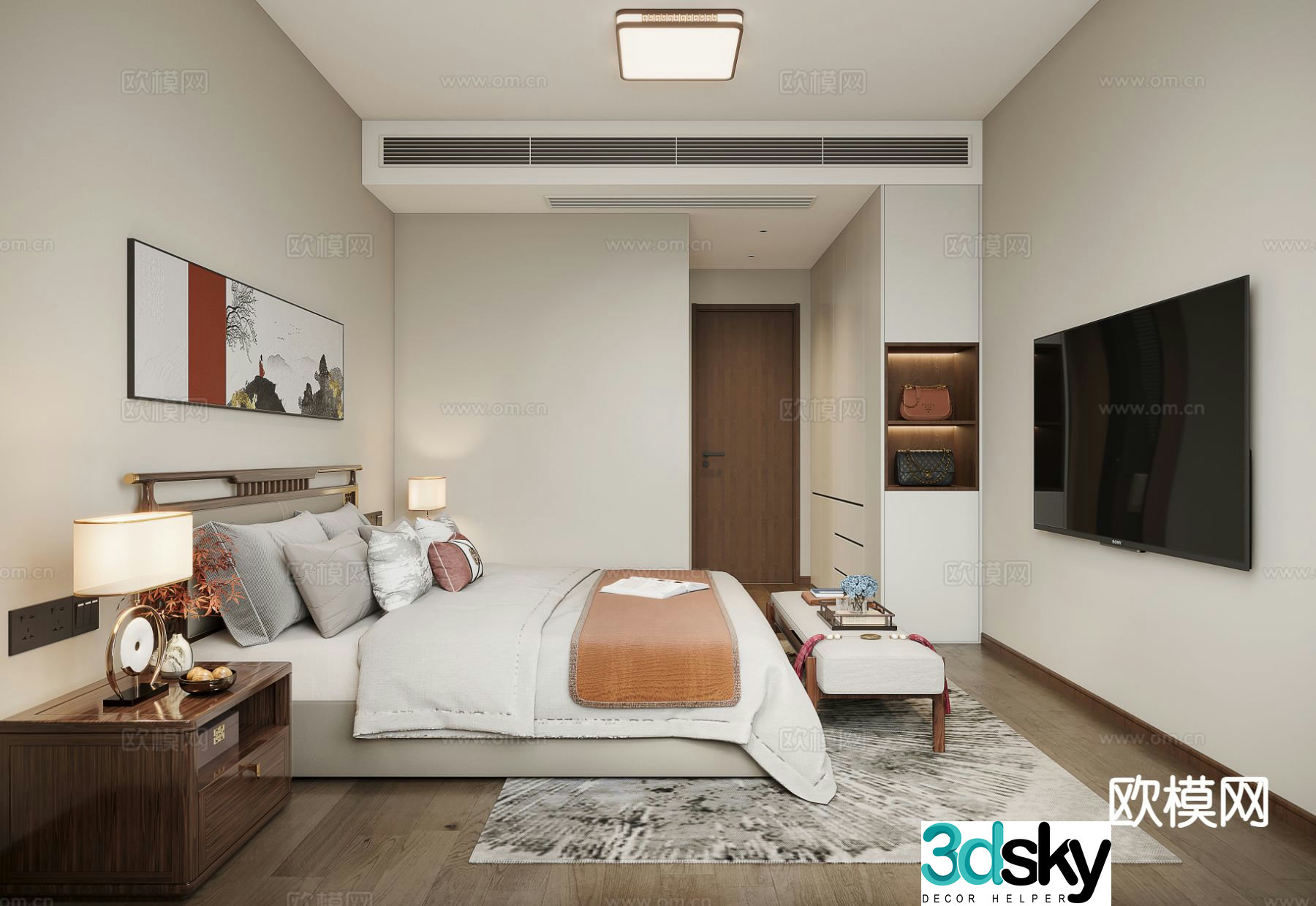 New Chinese style bedroom master bedroom 3d model