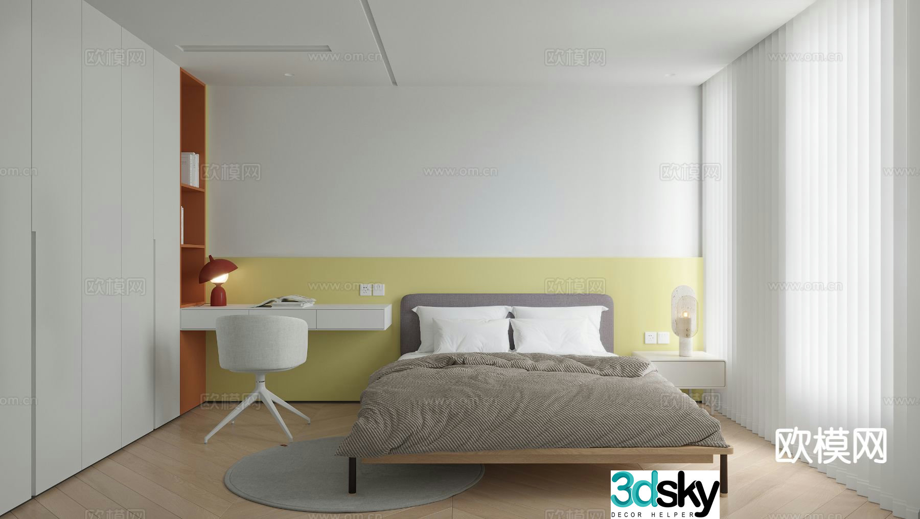 Modern bedroom second bedroom 3d model