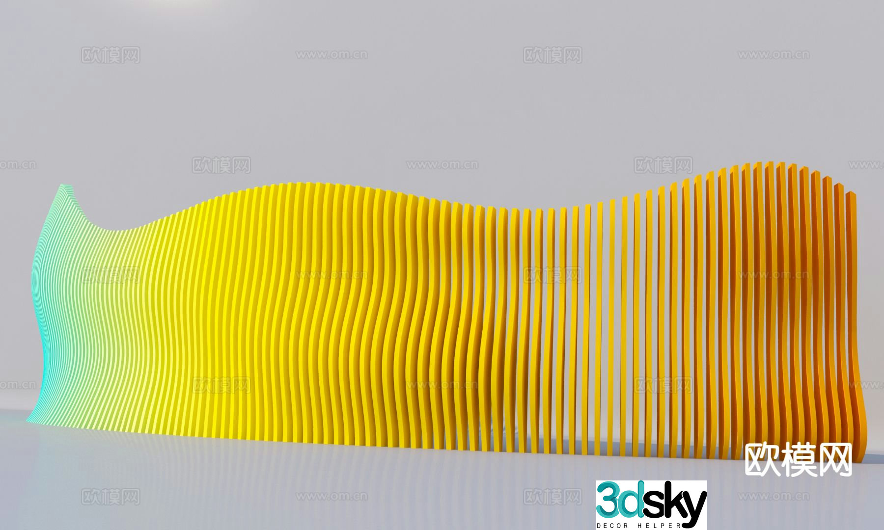 Modern gradient color landscape wall 3d model