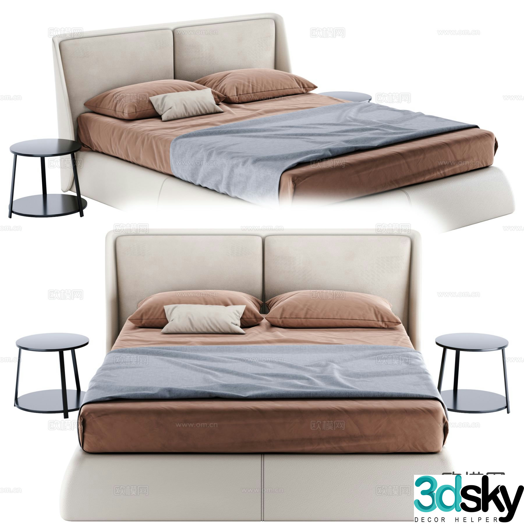 Modern double bed 3d model