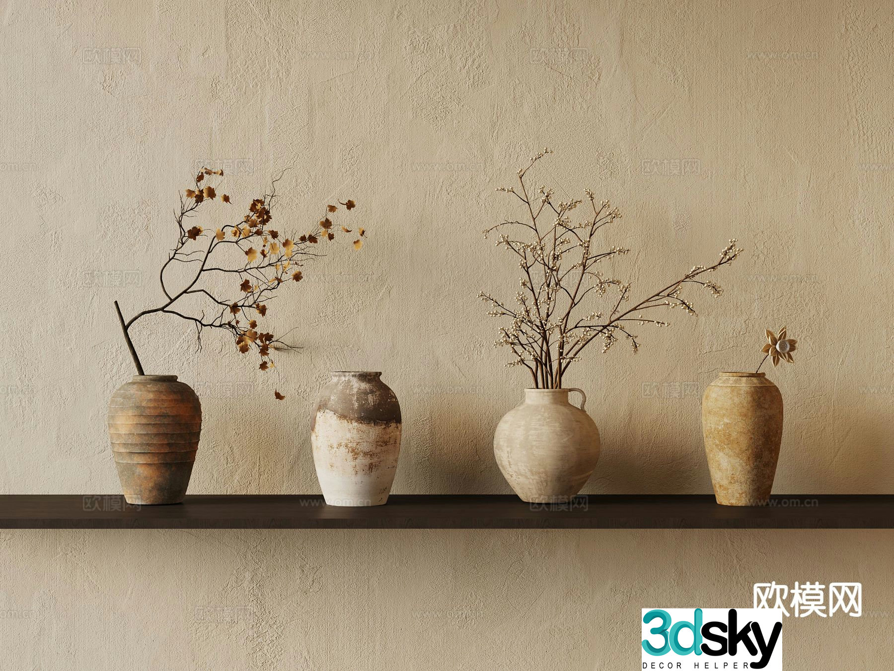 New Chinese style vase flower arrangement 3d model