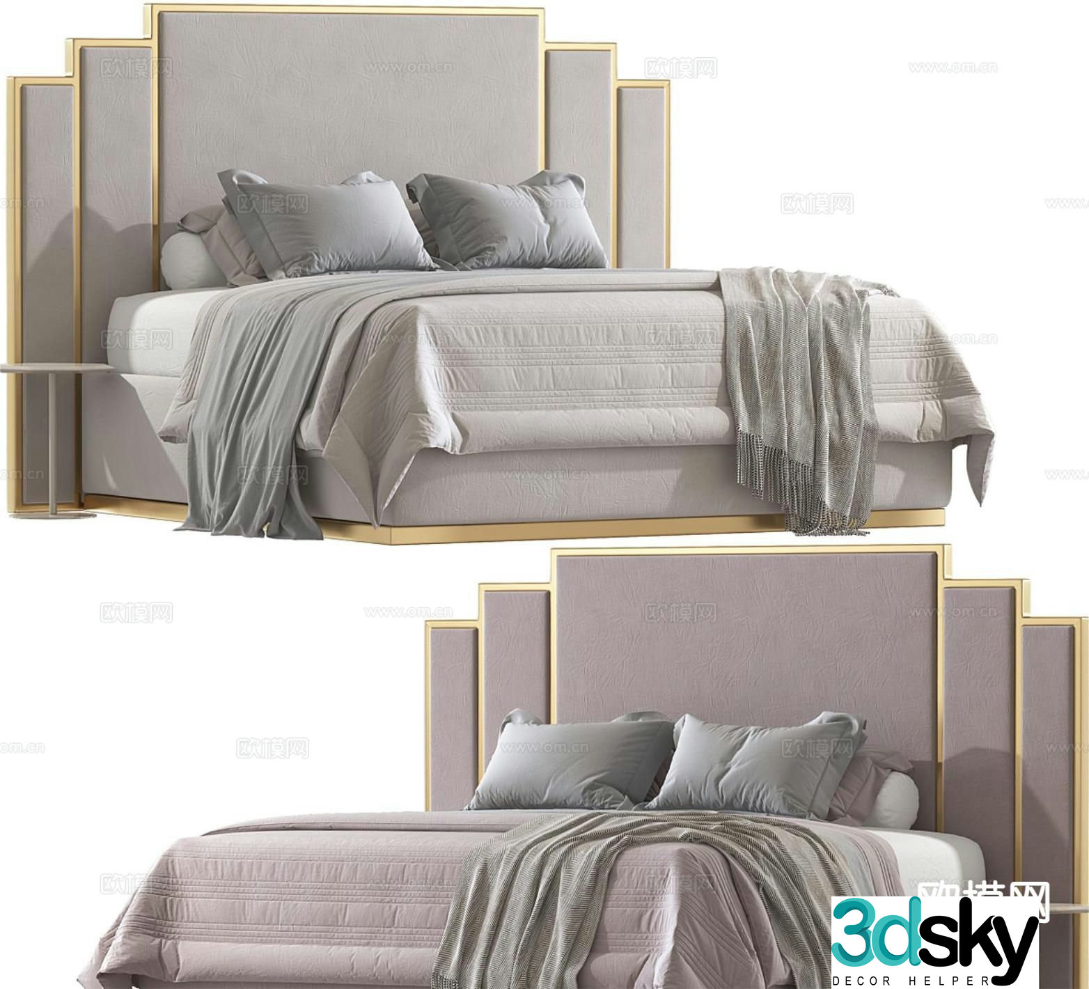 Modern double bed 3d model
