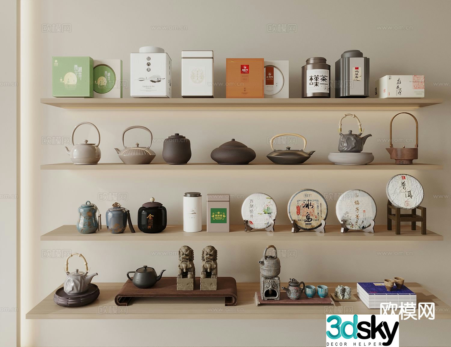 New Chinese tea set teapot tea can 3d model