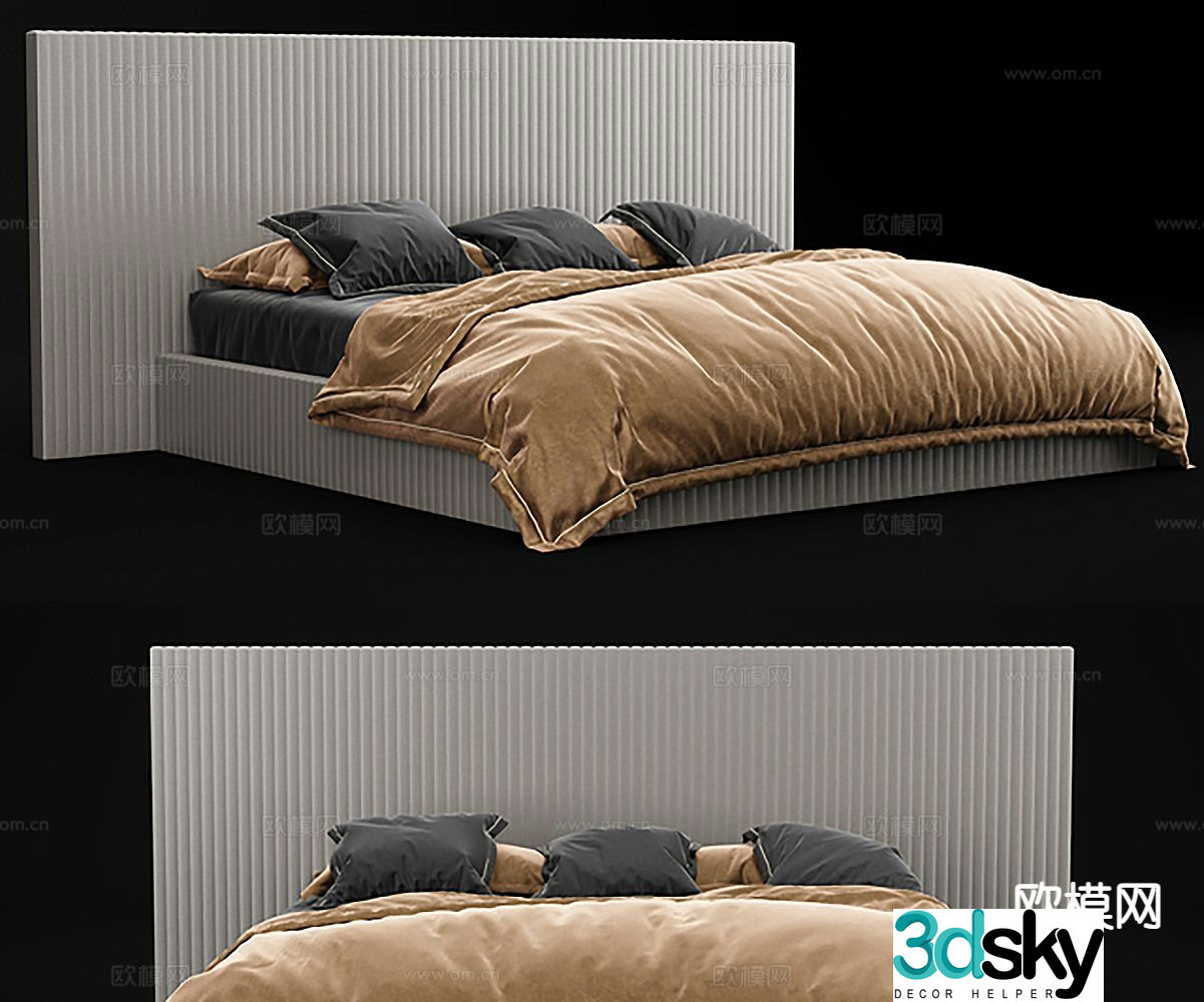 Modern double bed 3d model
