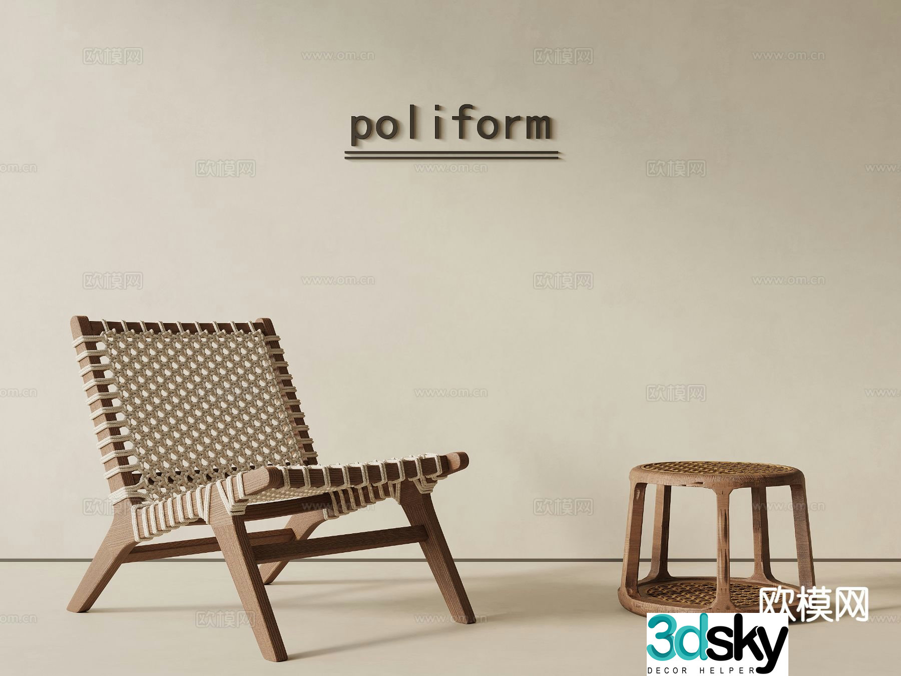 Medieval style chair leisure chair 3d model