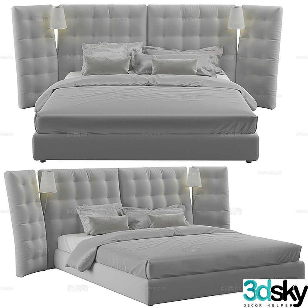 Modern double bed 3d model