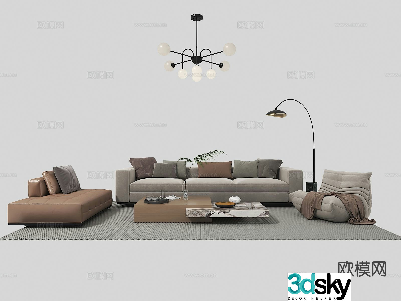 Modern sectional sofa 3d model