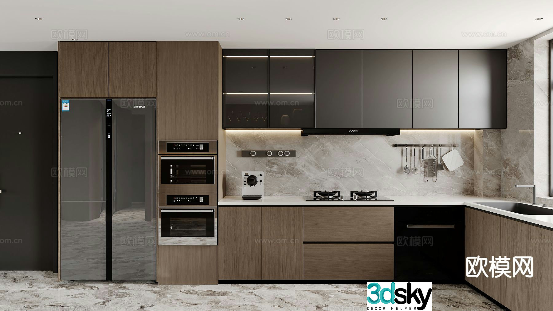 Italian kitchen cabinet 3d model