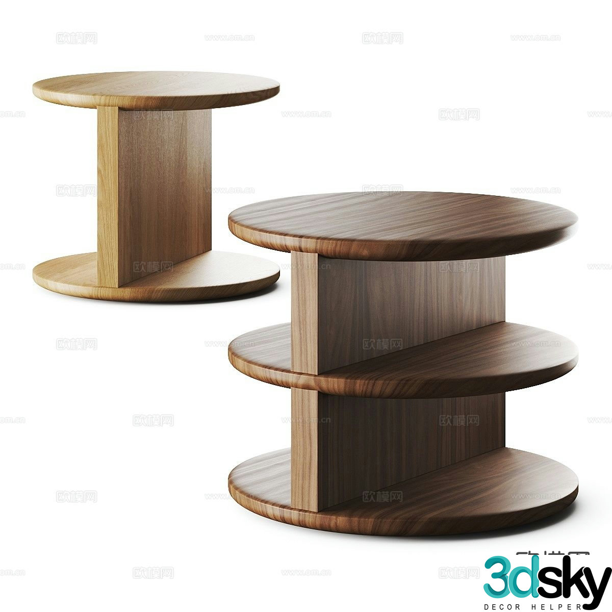 Modern corner table side table round table table table 3D model